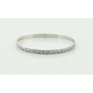 Sterling Silver Swirl Pattern Bangle Bracelet 7 3/4" inch